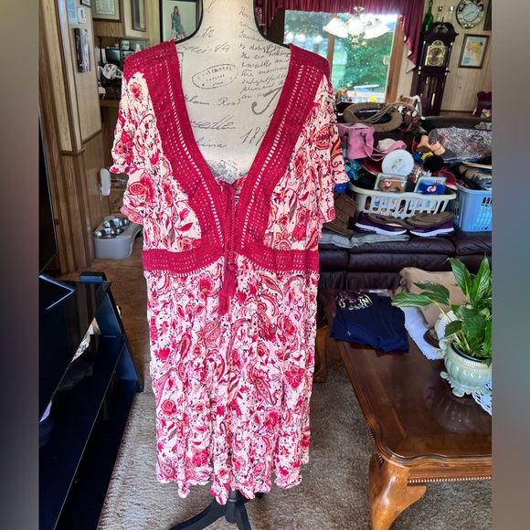 TORRID Mini Gauze Lace-Up Skater dress with pockets size 4X. - Picture 14 of 16